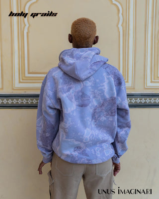 African Girl in Streetwear 'Mandana-Blue' 320 GSM 60% Cotton & 40% Polyester Mix Hand Painted Oversize Hoodie HG x Unus Imaginari - Back