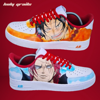 Air Force 1 x Ace x Shank Fandom One Piece Anime Themed Custom Kicks - Both Sides 1