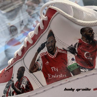 Air Force 1 x Arsenal Football Themed Custom Kicks - Side 1 Close Up