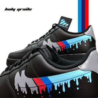 Air Force 1 x BMW Swoosh Car Theme Custom Kicks - Sides Close Up