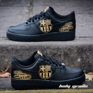 Air Force 1 x Black FCB Football Themed Custom Kicks - Both Sides