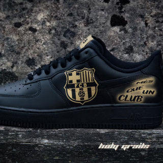 Air Force 1 x Black FCB Football Themed Custom Kicks - Side