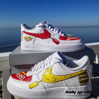 Air Force 1 x Burger Flavours Food Themed Custom Kicks - Side 2 Close Up