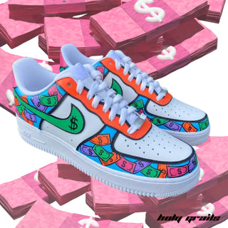 Air Force 1 x Dollar Splash Abstract Themed Custom Kicks - Front Side