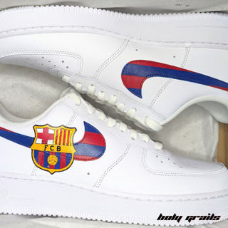 Air Force 1 x FC Barcelona Football Themed Custom Kicks - Both Sides Close Up