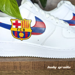 Air Force 1 x FC Barcelona Football Themed Custom Kicks - Side 1 Close Up