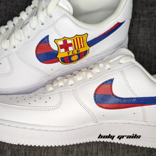 Air Force 1 x FC Barcelona Football Themed Custom Kicks - Side & Top Close Up