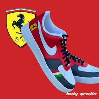 Air Force 1 x Ferrari Insignia Car Themed Custom Kicks - Sides Close Up