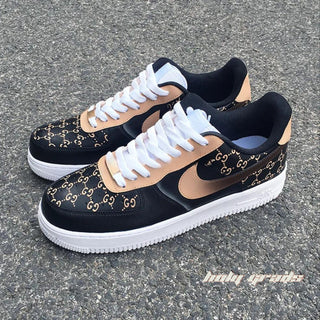 Air Force 1 x Gucci Brand Themed Custom Kicks - Front Side