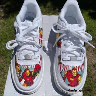 Air Force 1 x Iron Man Armor Marvel DC Themed Hand Painted Custom Kicks - Front Top