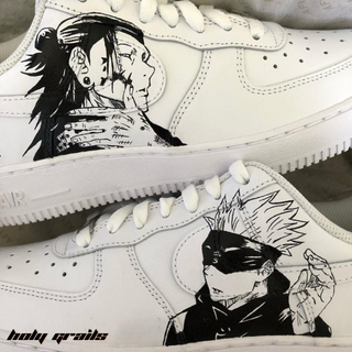 Air Force 1 x Jujutsu Kaisen Anime Themed Custom Kicks - Both Sides close up