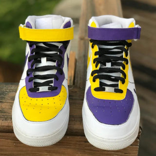 Air Force 1 x Lakers Drip Basket Ball Themed Custom Kicks - Front