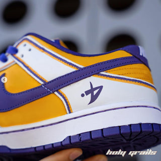 Air Force 1 x Lakers Basket Ball Themed Custom Kicks - Side 2 Close Up
