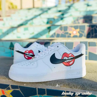 Air Force 1 x Lip Smacking Abstract Themed Custom Kicks - Side Close Up