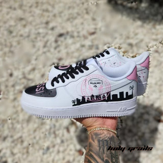 Air Force 1 x Miami Football Themed Custom Kicks - Side