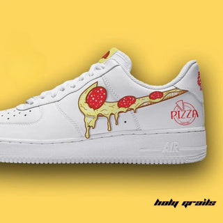 Air Force 1 x Pizza Swoosh Food Themed Custom Kicks - Side 2 Close Up