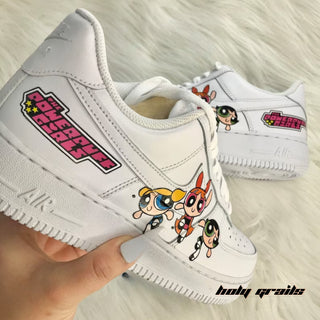 Air Force 1 x Powerpuff Cartoon Character Themed Custom Kicks - Back Side Close Up