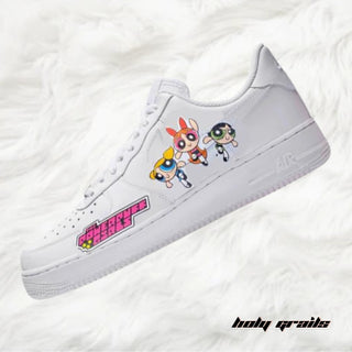 Air Force 1 x Powerpuff Cartoon Character Themed Custom Kicks - Side