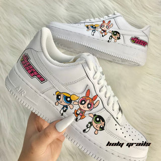 Air Force 1 x Powerpuff Cartoon Character Themed Custom Kicks - Side Close Up