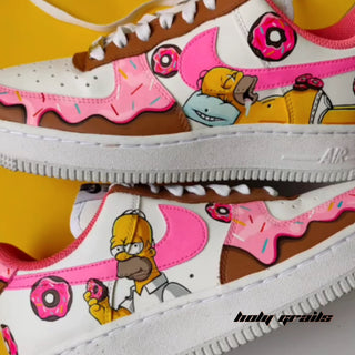Air Force 1 x Simpson’s Donut Food Themed Custom Kicks - Both Sides Close Up