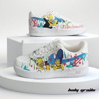 Air Force 1 x Simpsons Wedding Themed Custom Kicks - Sides