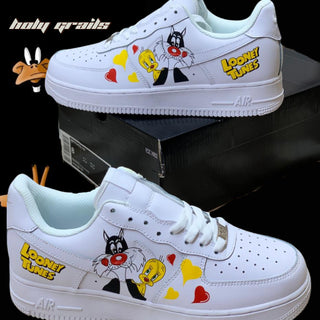 Air Force 1 x Slyvester Cartoon Character Themed Custom Kicks - Sides with Slyvester & Tweety