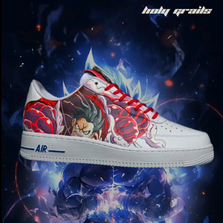 Air Force 1 x Zoro x Luffy One Piece Anime Themed Custom Kicks - Side 2 Close Up (Featuring Money D. Luffy Gear 4 - Snakeman)
