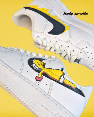 Buy Custom Air Force 1 x Simpsons Cartoon Sneakers - Both Sides Close Up