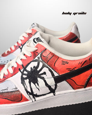 Buy Custom Air Force 1 x Spiderverse Low Marvel Themed Sneakers - Side Close Up