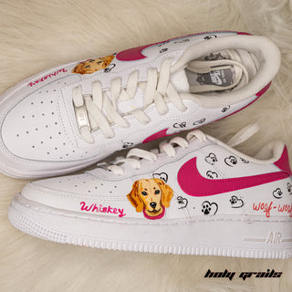 Custom Air Force 1 x Dog Mom - Pet Themed Hand Painted Sneaker - Top & Side Close Up