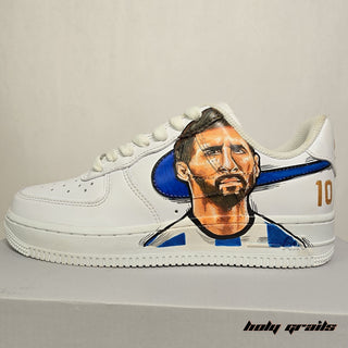 Custom Air Force 1 x Messi's Drip Football Sports Theme Hand Painted Sneaker - Outer Side 1