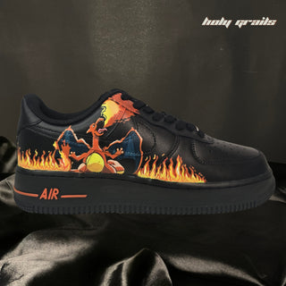 Custom Air Force 1 x Pokรฉmon Fire Sparks Hand Painted Sneaker - Side 1 Charizard