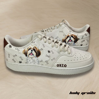 Custom Air Force 1 x Shitzu Lovers - Dog (Pets Themed) Hand Painted Sneaker - Outer Sides