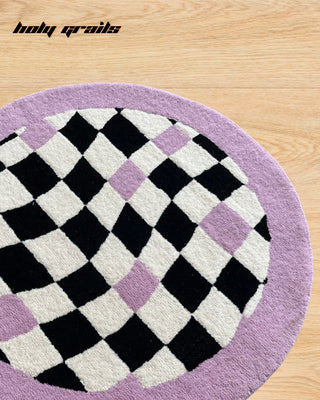 Dreamwave Check Tufted Rug On Floor Close Up