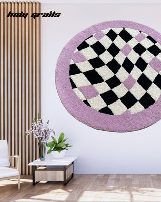Dreamwave Check Tufted Rug On Wall