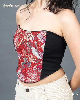 'Floral Carmine Red Corset' HG x King Couture - Side Front