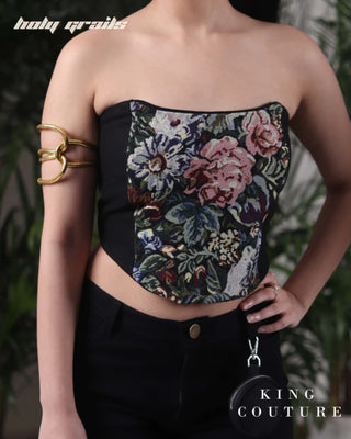 'Floral Jacquard Corset' HG x King Couture - Front Close