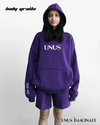 Girl In Streetwear Style 'Purpled' 340 GSM 100% Cotton Oversize Graphic Hoodie HG x Unus Imaginari - Front