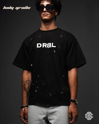 Guy In Streetwear Style 'Interstellar Soul' Black 240 GSM 100% French Terry Cotton Oversize Tee HG x DRBL - Front
