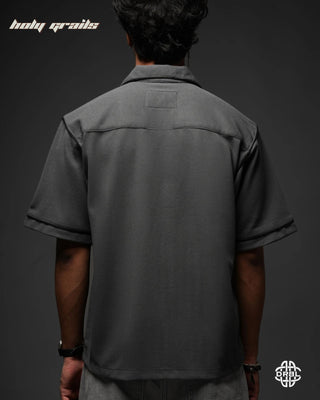 Guy In Streetwear Style 'Waffle' Comet Grey 200 GSM Cotton Waffle Fabric Oversize Shirt HG x DRBL - Back