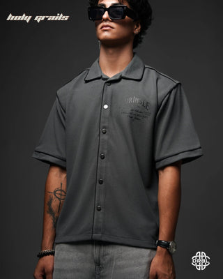 Guy In Streetwear Style 'Waffle' Comet Grey 200 GSM Cotton Waffle Fabric Oversize Shirt HG x DRBL - Front