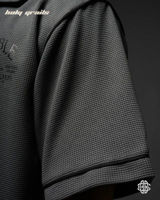 Guy In Streetwear Style 'Waffle' Comet Grey 200 GSM Cotton Waffle Fabric Oversize Shirt HG x DRBL - Sleeve Close Up