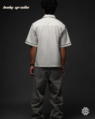 Guy In Streetwear Style 'Waffle' Phantom White 200 GSM Cotton Waffle Fabric Oversize Shirt HG x DRBL - Back Full