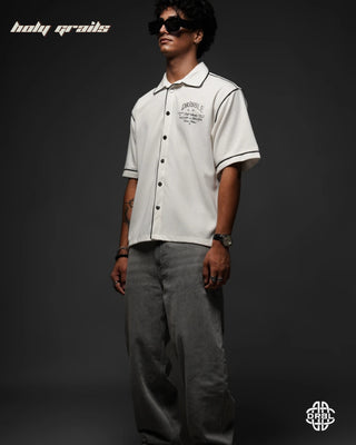 Guy In Streetwear Style 'Waffle' Phantom White 200 GSM Cotton Waffle Fabric Oversize Shirt HG x DRBL - Front Full