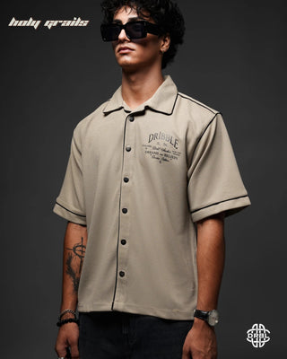Guy In Streetwear Style 'Waffle' Sahara Beige 200 GSM Cotton Waffle Fabric Oversize Shirt HG x DRBL - Front