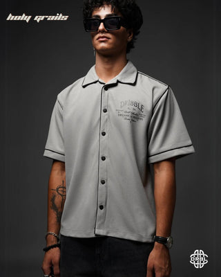 Guy In Streetwear Style 'Waffle' Silver Mist Grey 200 GSM Cotton Waffle Fabric Oversize Shirt HG x DRBL - Front