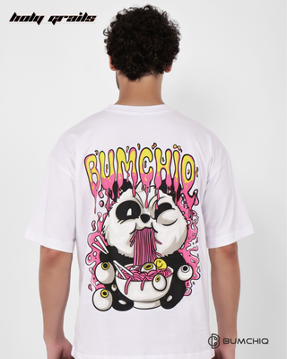 Guy in Streetwear Style 'Panda' White 240 GSM French Terry Cotton T-Shirt - Back