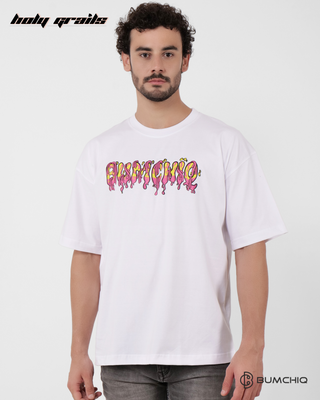Guy in Streetwear Style 'Panda' White 240 GSM French Terry Cotton T-Shirt - Front