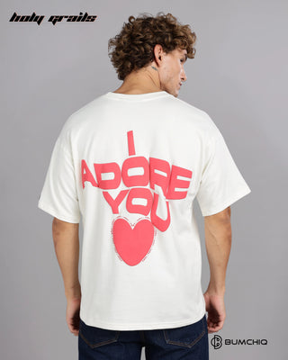 Guy in Street Style 'Adore You' White 240 GSM 100% Terry Cotton Screen Printed Oversize Graphic Tee HG x Bumchiq - Back