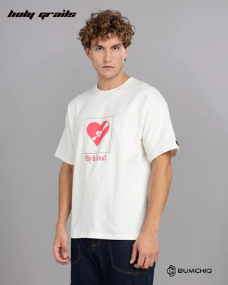 Guy in Street Style 'Adore You' White 240 GSM 100% Terry Cotton Screen Printed Oversize Graphic Tee HG x Bumchiq - Side 1